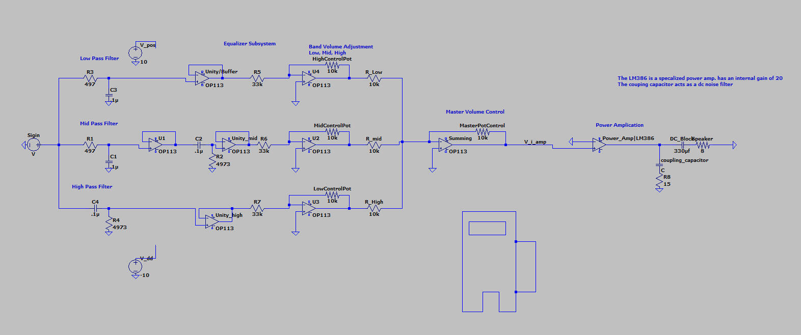 fun sound amplifier circuit developed in freshman year ee ngineering class